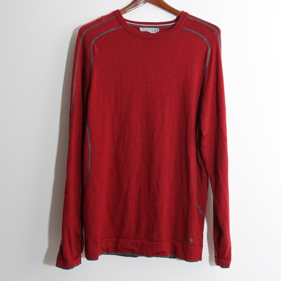 Smartwool Men's Merino Wool Red Long Sleeve Sweater Pullover Thumbhole Sz Medium - Picture 1 of 15